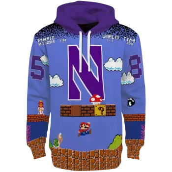 customized northwestern wildcats mario blue black hoodie best selling