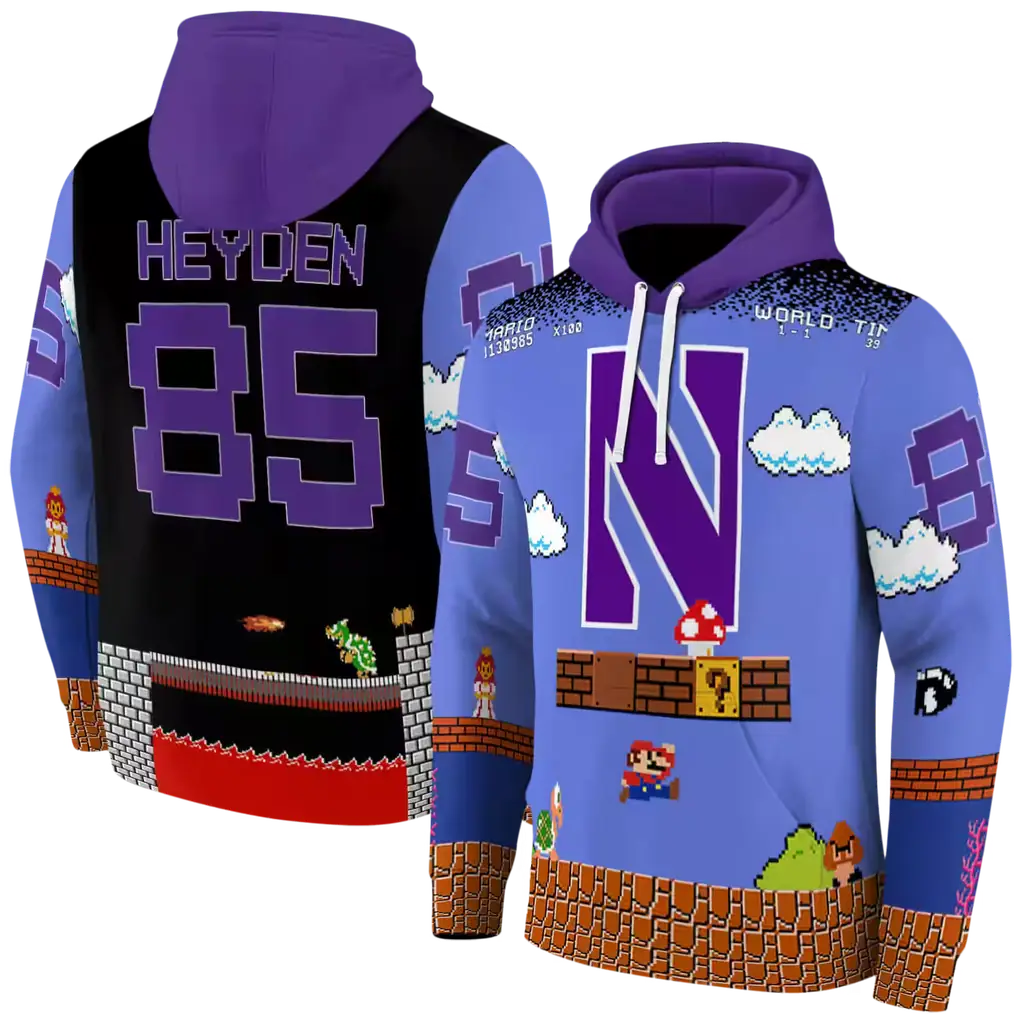 customized northwestern wildcats mario blue black hoodie fashion forward customized northwestern wildcats mario blue black hoodie fashion forward