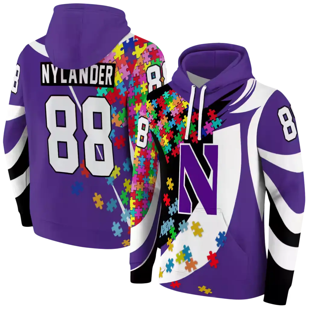 customized northwestern wildcats puzzle pieces purple hoodie fashion forward customized northwestern wildcats puzzle pieces purple hoodie fashion forward