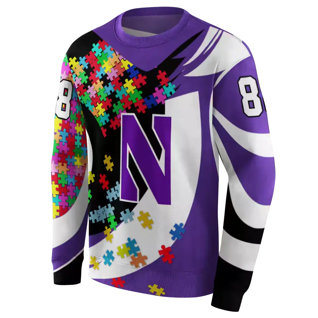 customized northwestern wildcats puzzle pieces purple hoodie new arrival customized northwestern wildcats puzzle pieces purple hoodie new arrival