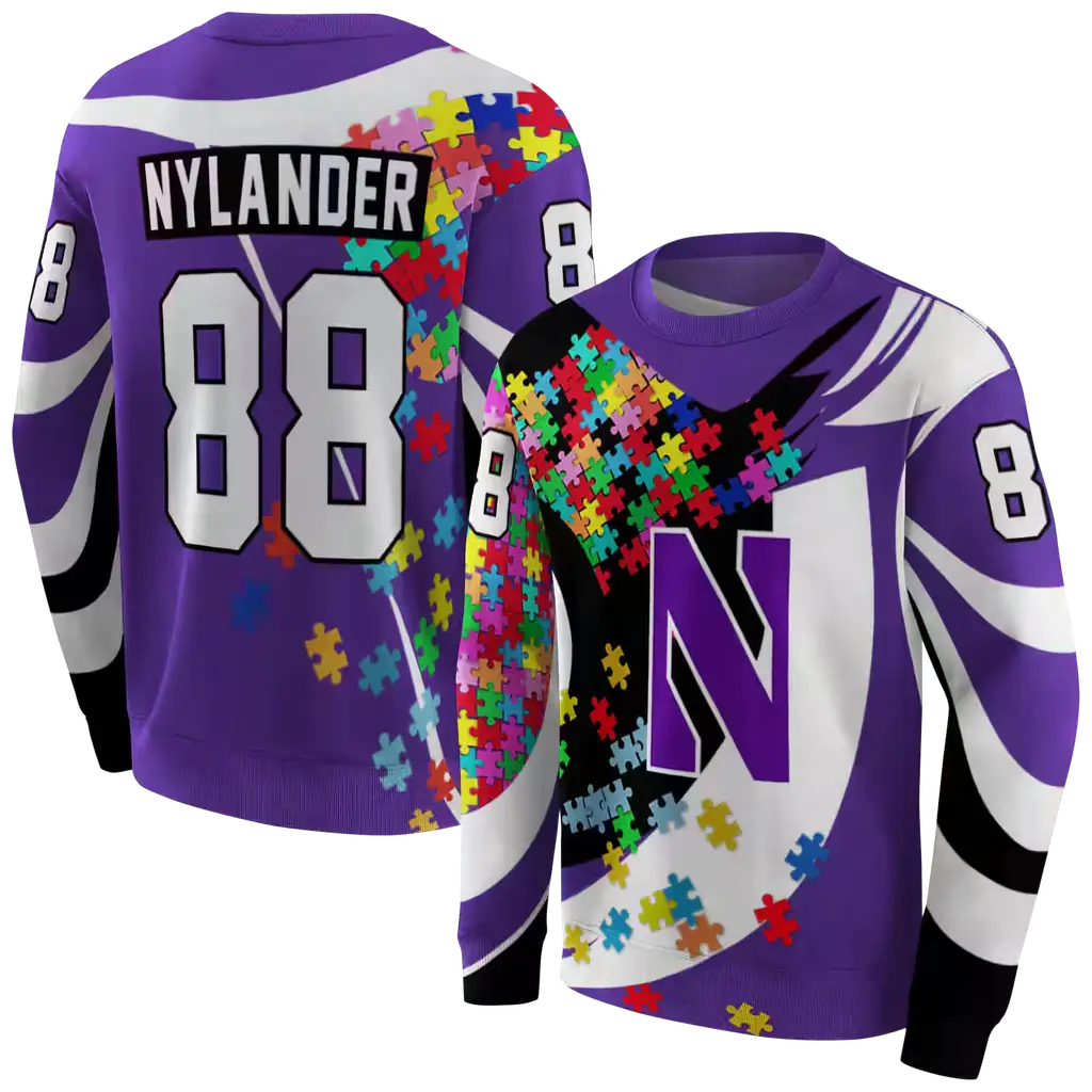 customized northwestern wildcats puzzle pieces purple hoodie premium grade customized northwestern wildcats puzzle pieces purple hoodie premium grade