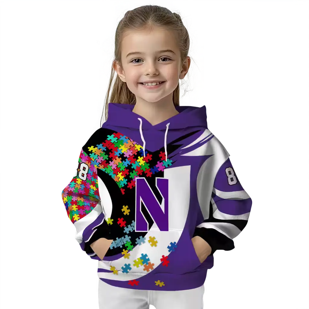 customized northwestern wildcats puzzle pieces purple hoodie top rated customized northwestern wildcats puzzle pieces purple hoodie top rated