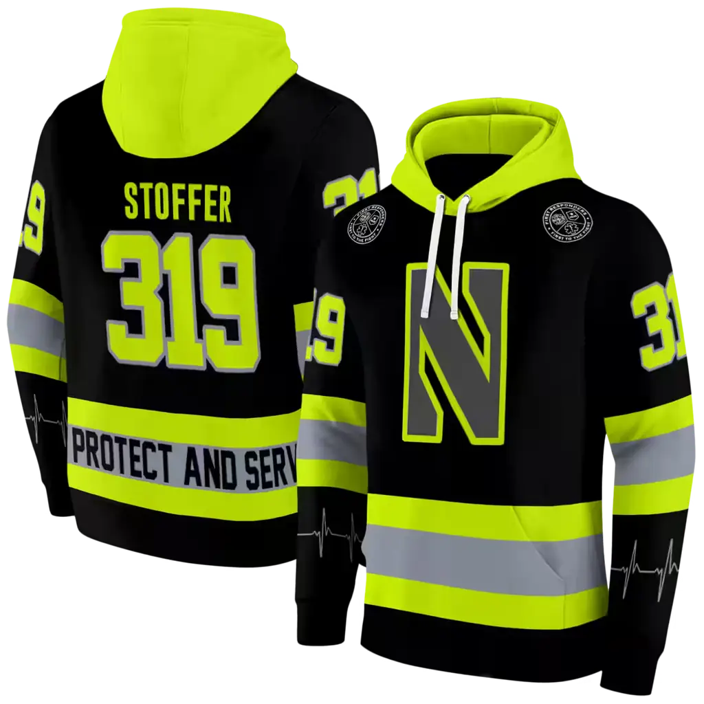customized northwestern wildcats safety motif black neon green hoodie fashion forward customized northwestern wildcats safety motif black neon green hoodie fashion forward