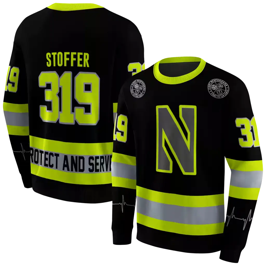 customized northwestern wildcats safety motif black neon green hoodie premium grade customized northwestern wildcats safety motif black neon green hoodie premium grade