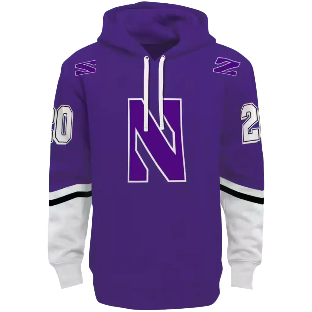customized northwestern wildcats striped sleeves purple hoodie best selling customized northwestern wildcats striped sleeves purple hoodie best selling