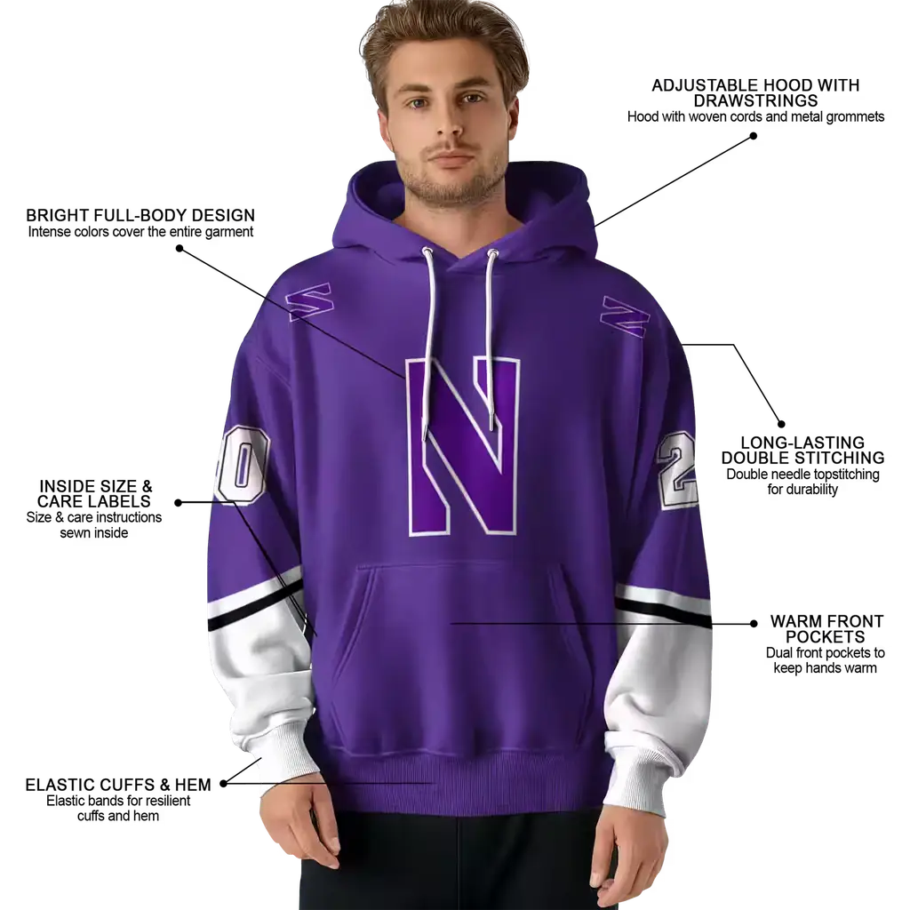 customized northwestern wildcats striped sleeves purple hoodie latest model customized northwestern wildcats striped sleeves purple hoodie latest model