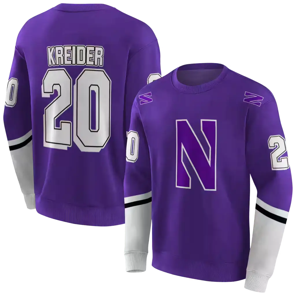 customized northwestern wildcats striped sleeves purple hoodie premium grade customized northwestern wildcats striped sleeves purple hoodie premium grade