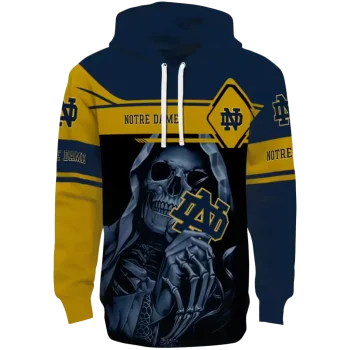 customized notre dame fighting irish grim reaper navy black hoodie best selling