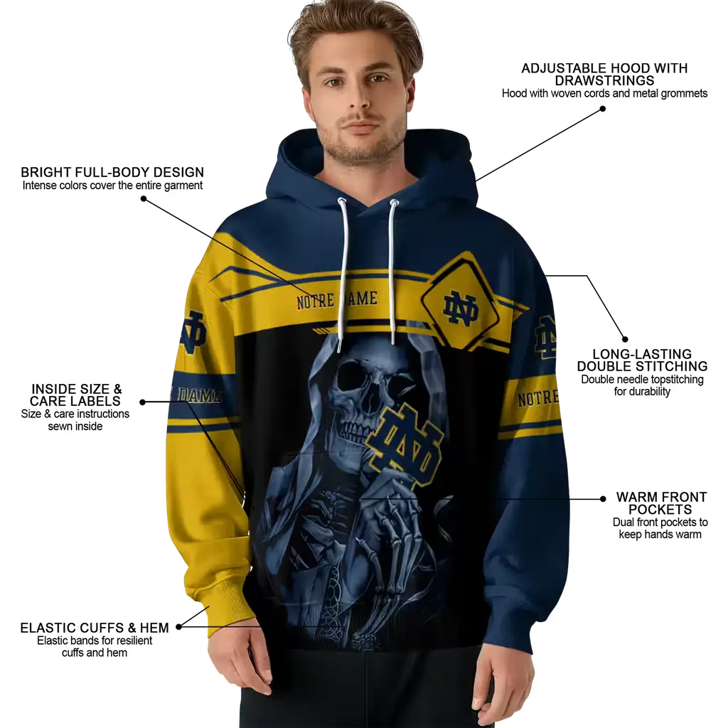 customized notre dame fighting irish grim reaper navy black hoodie latest model customized notre dame fighting irish grim reaper navy black hoodie latest model