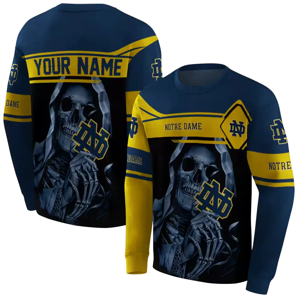 customized notre dame fighting irish grim reaper navy black hoodie premium grade customized notre dame fighting irish grim reaper navy black hoodie premium grade