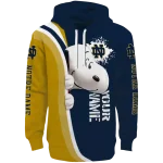 customized notre dame fighting irish peeking snoopy navy hoodie best selling