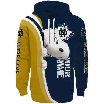 customized notre dame fighting irish peeking snoopy navy hoodie best selling