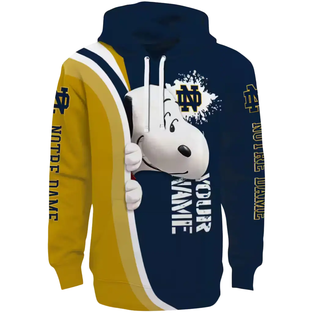 customized notre dame fighting irish peeking snoopy navy hoodie best selling customized notre dame fighting irish peeking snoopy navy hoodie best selling