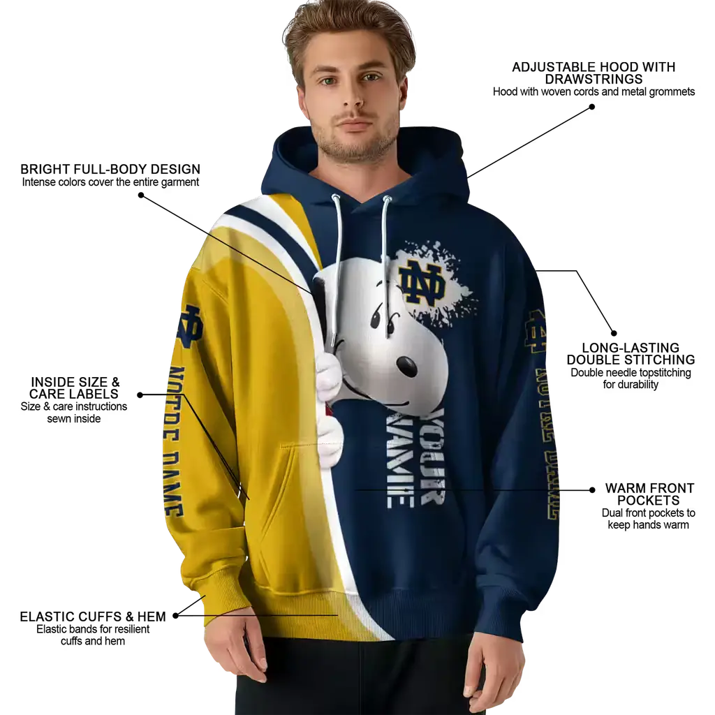customized notre dame fighting irish peeking snoopy navy hoodie latest model customized notre dame fighting irish peeking snoopy navy hoodie latest model