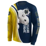 customized notre dame fighting irish peeking snoopy navy hoodie best selling