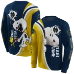 customized notre dame fighting irish peeking snoopy navy hoodie best selling