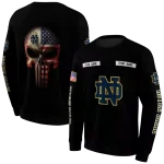 customized notre dame fighting irish punisher skull black hoodie best selling
