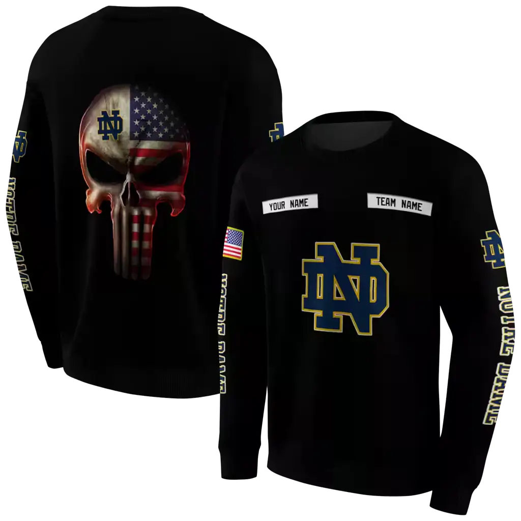 customized notre dame fighting irish punisher skull black hoodie premium grade customized notre dame fighting irish punisher skull black hoodie premium grade