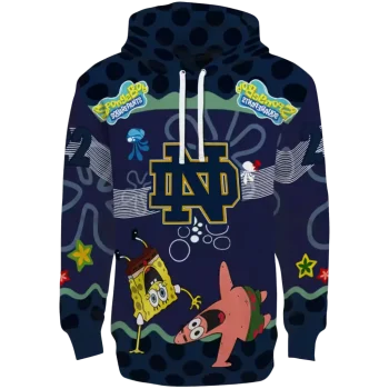 customized notre dame fighting irish spongebob patrick star navy hoodie best selling