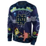 customized notre dame fighting irish spongebob patrick star navy hoodie best selling