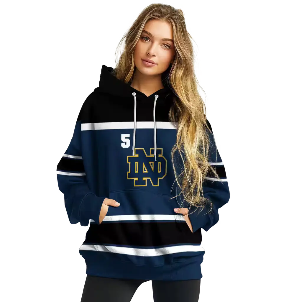 customized notre dame fighting irish striped pattern navy hoodie high quality customized notre dame fighting irish striped pattern navy hoodie high quality