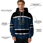 customized notre dame fighting irish striped pattern navy hoodie best selling