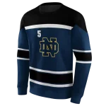 customized notre dame fighting irish striped pattern navy hoodie best selling