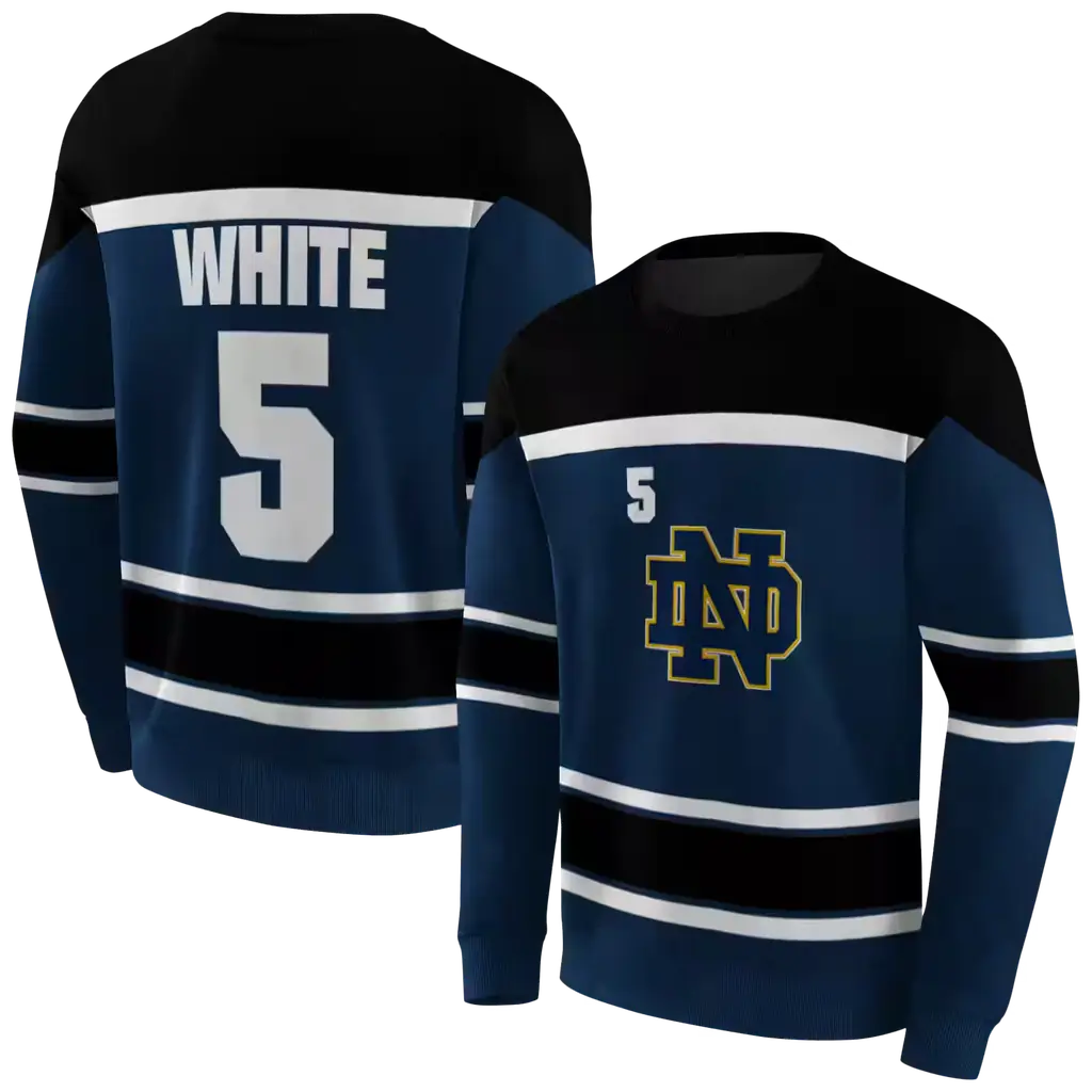 customized notre dame fighting irish striped pattern navy hoodie premium grade customized notre dame fighting irish striped pattern navy hoodie premium grade