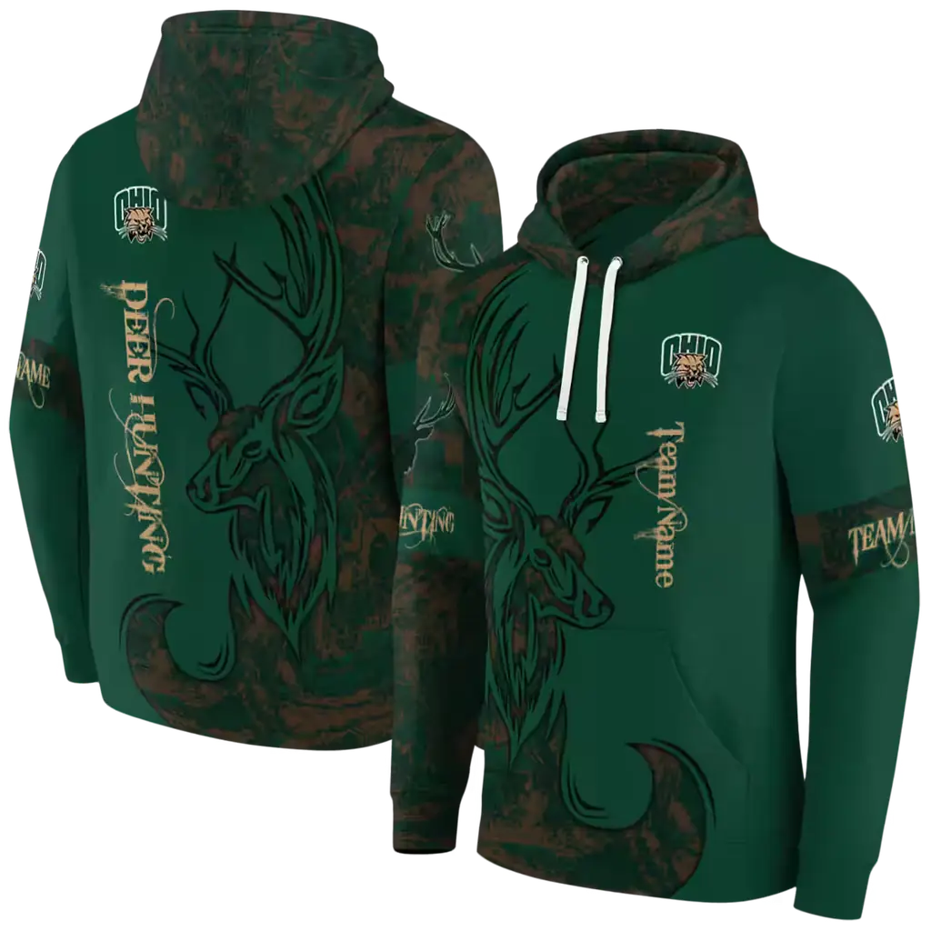 customized ohio bobcats deer silhouette green hoodie fashion forward customized ohio bobcats deer silhouette green hoodie fashion forward