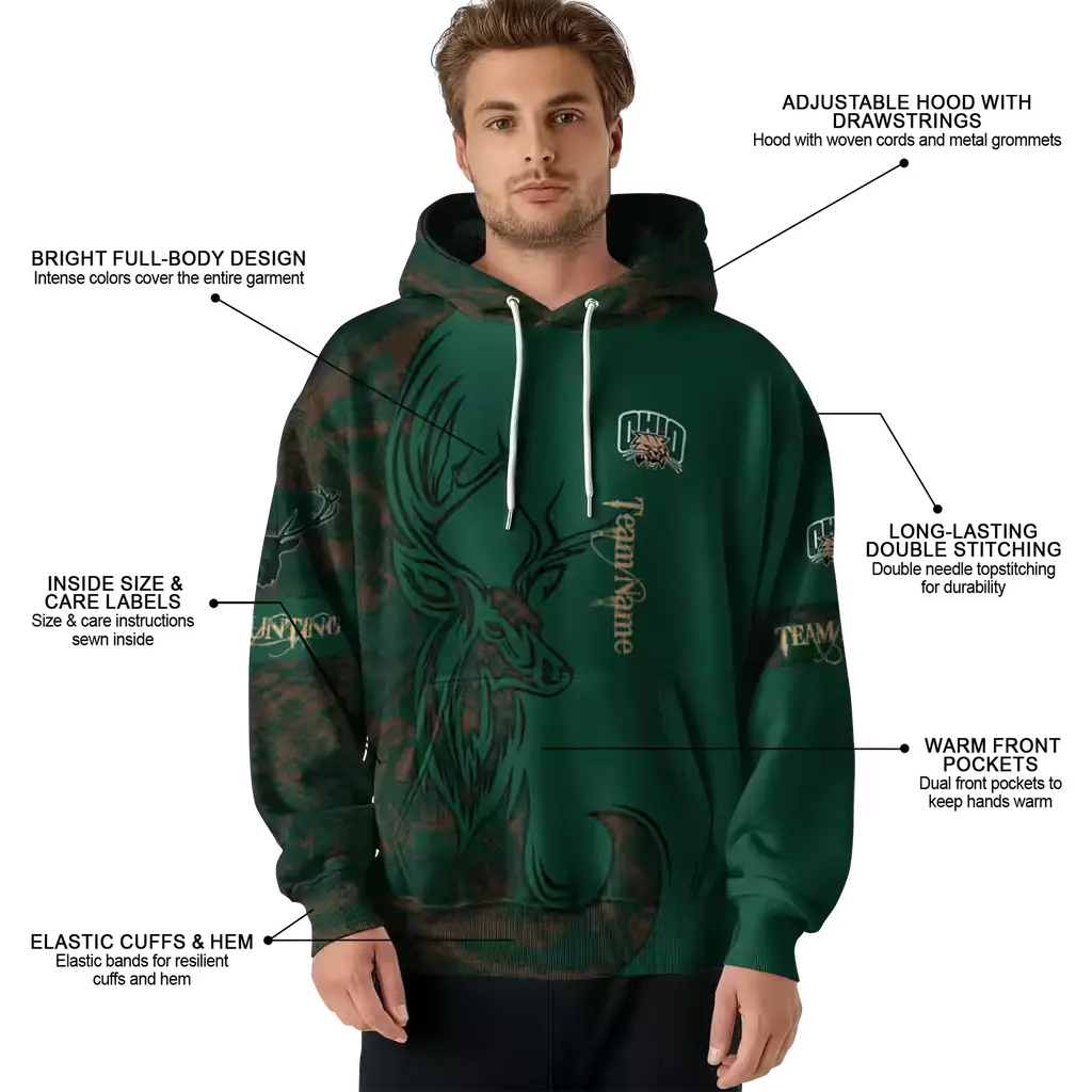 customized ohio bobcats deer silhouette green hoodie latest model customized ohio bobcats deer silhouette green hoodie latest model