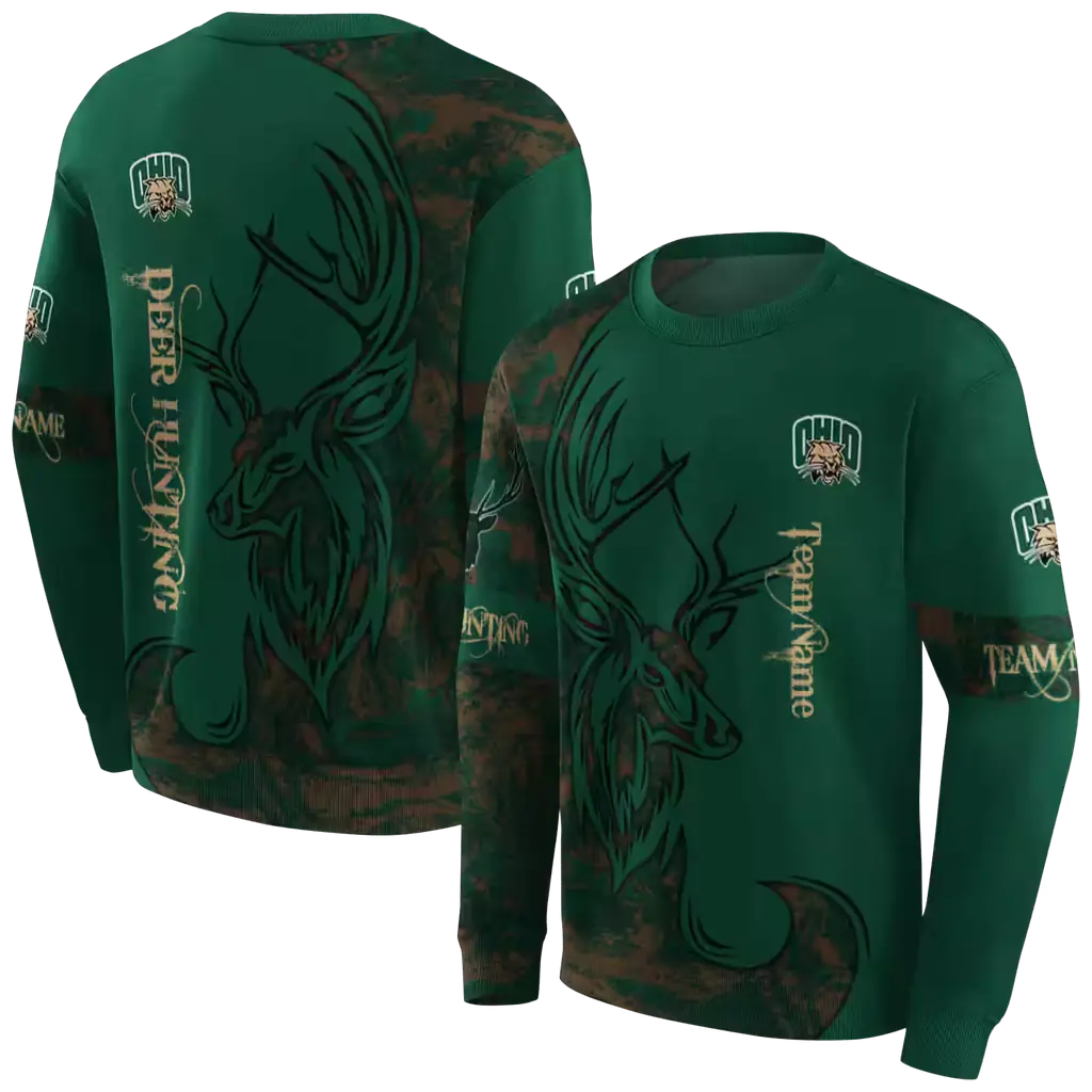 customized ohio bobcats deer silhouette green hoodie premium grade customized ohio bobcats deer silhouette green hoodie premium grade