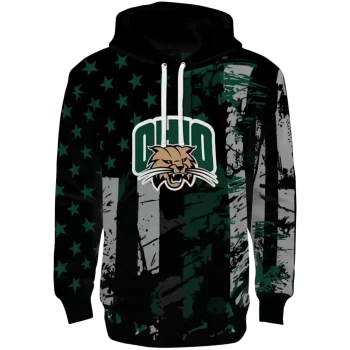 customized ohio bobcats distressed flag green black hoodie best selling