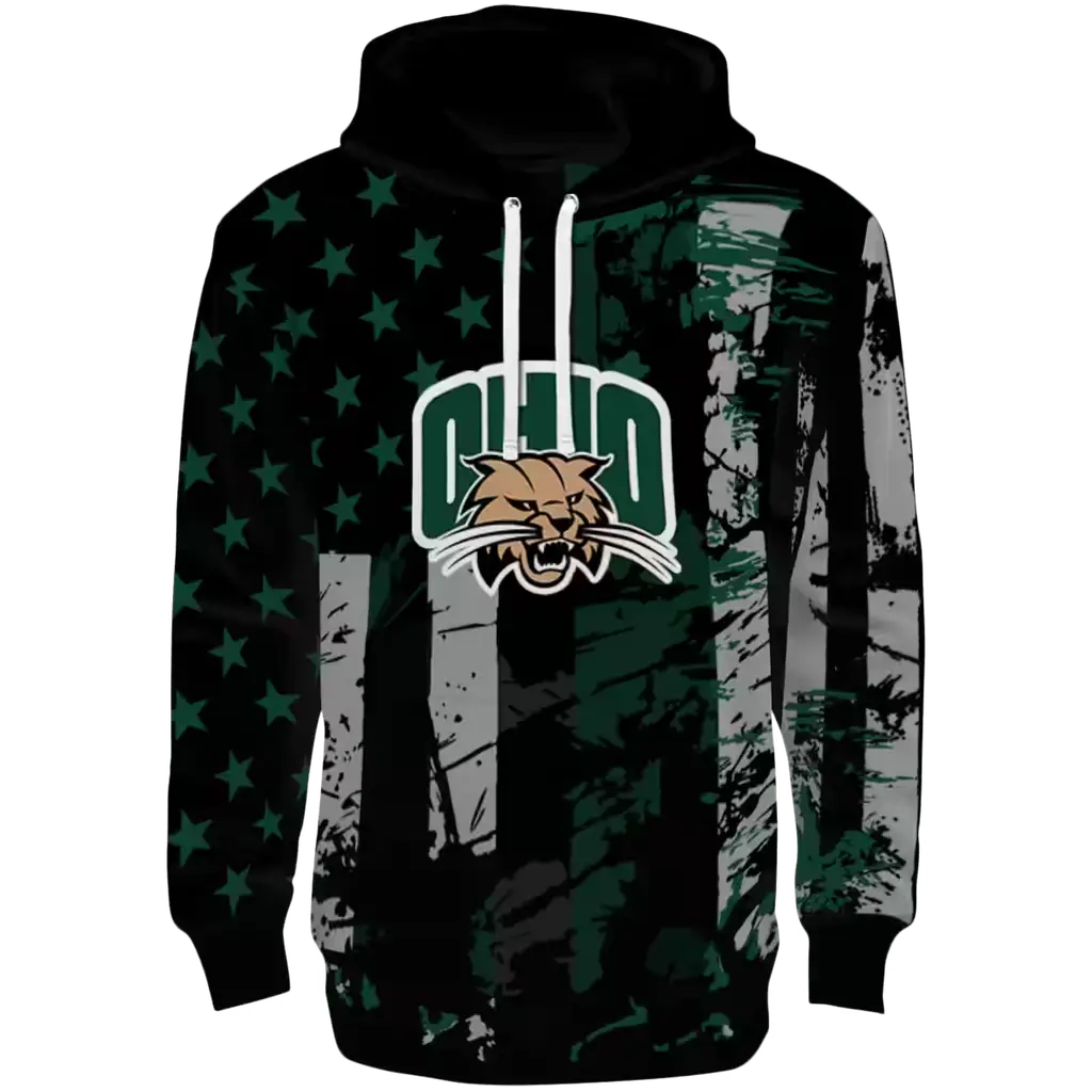 customized ohio bobcats distressed flag green black hoodie best selling customized ohio bobcats distressed flag green black hoodie best selling