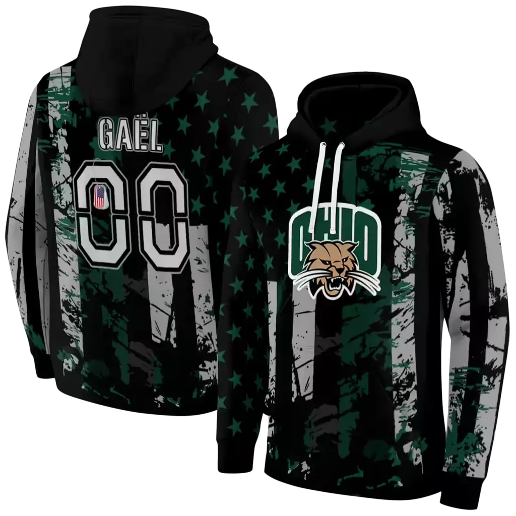 customized ohio bobcats distressed flag green black hoodie fashion forward customized ohio bobcats distressed flag green black hoodie fashion forward