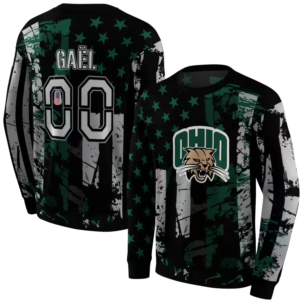 customized ohio bobcats distressed flag green black hoodie premium grade customized ohio bobcats distressed flag green black hoodie premium grade