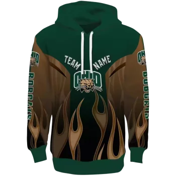 customized ohio bobcats flame design green hoodie best selling
