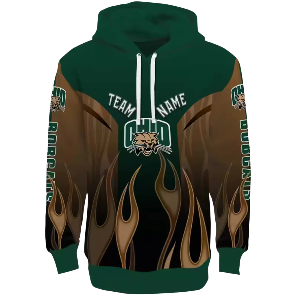customized ohio bobcats flame design green hoodie best selling customized ohio bobcats flame design green hoodie best selling