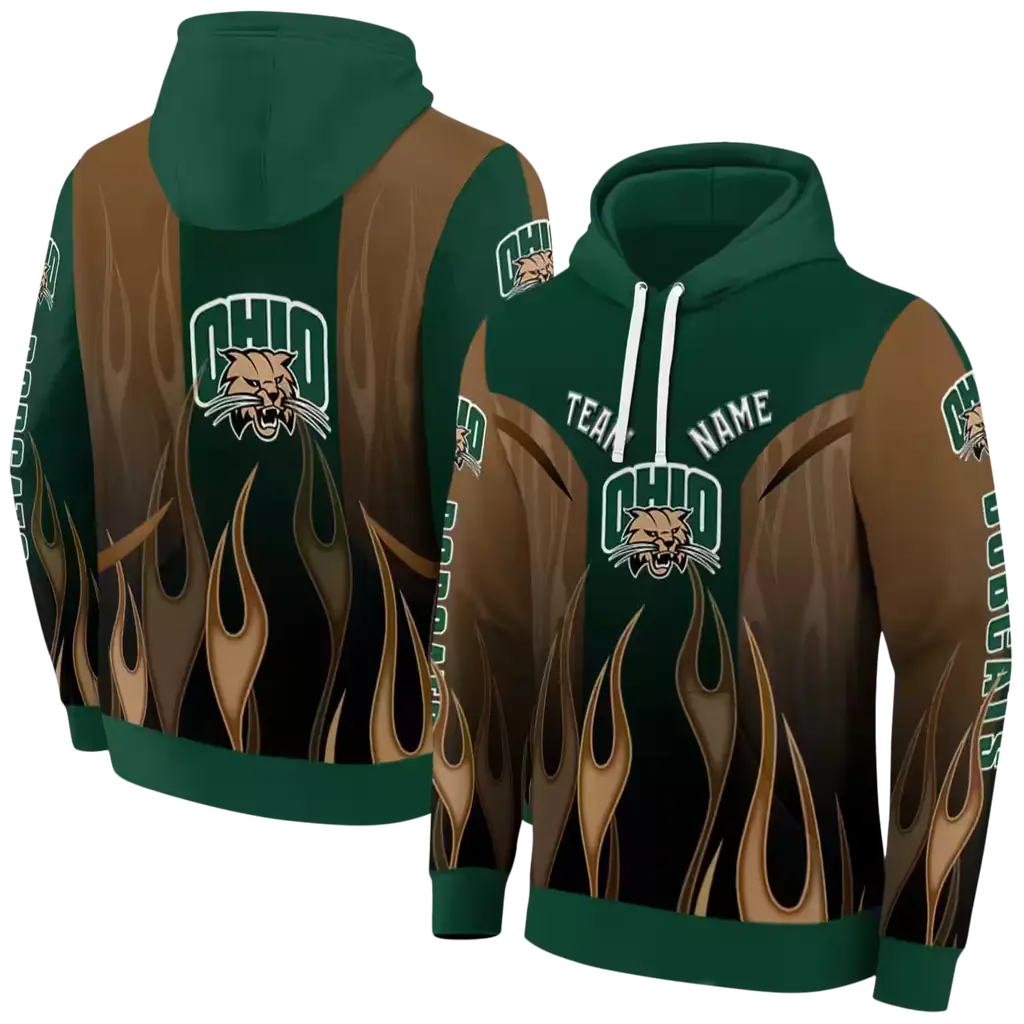 customized ohio bobcats flame design green hoodie fashion forward customized ohio bobcats flame design green hoodie fashion forward