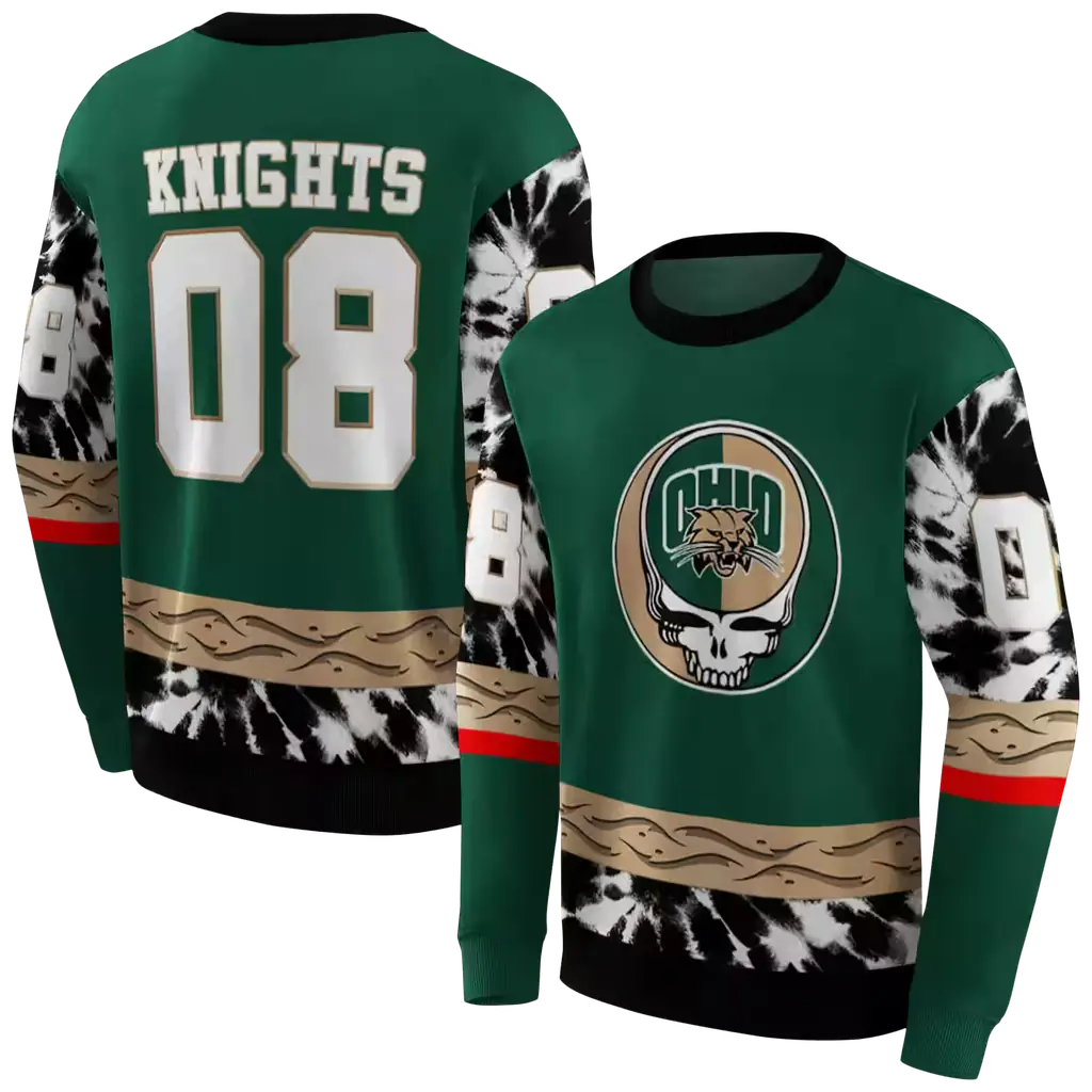 customized ohio bobcats grateful vibes green hoodie premium grade customized ohio bobcats grateful vibes green hoodie premium grade