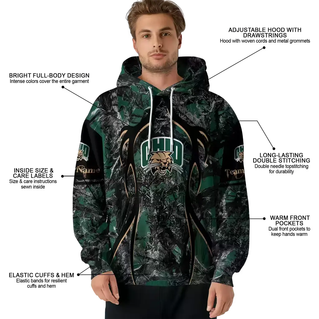 customized ohio bobcats hunting theme green black hoodie latest model customized ohio bobcats hunting theme green black hoodie latest model