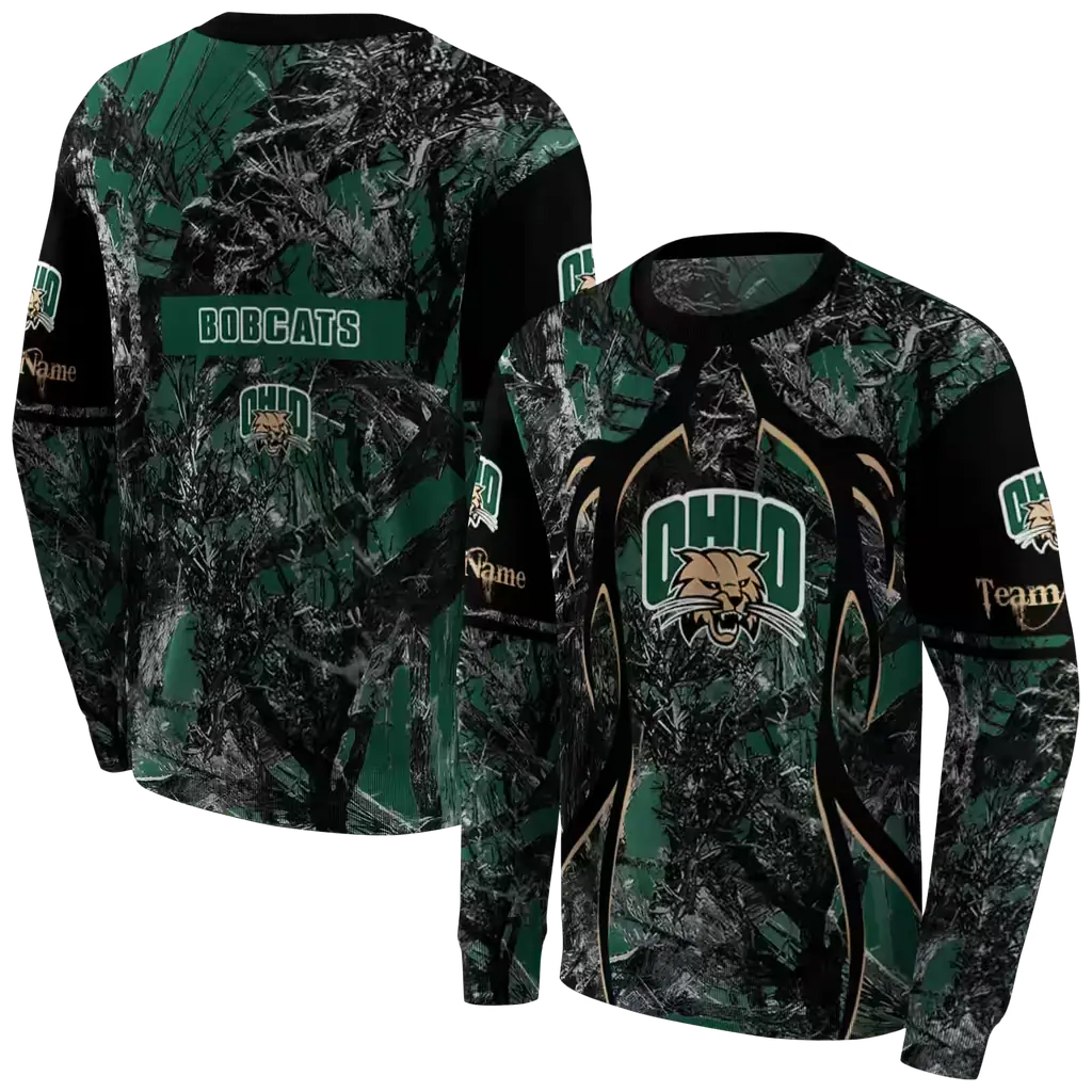 customized ohio bobcats hunting theme green black hoodie premium grade customized ohio bobcats hunting theme green black hoodie premium grade