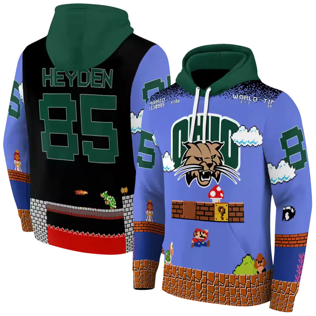 customized ohio bobcats mario blue black hoodie fashion forward customized ohio bobcats mario blue black hoodie fashion forward