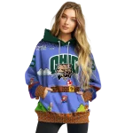 customized ohio bobcats mario blue black hoodie best selling