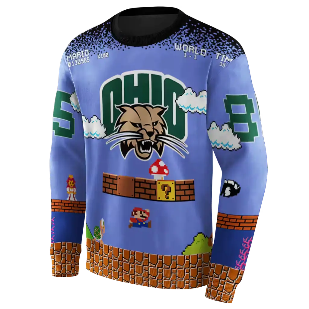 customized ohio bobcats mario blue black hoodie new arrival customized ohio bobcats mario blue black hoodie new arrival