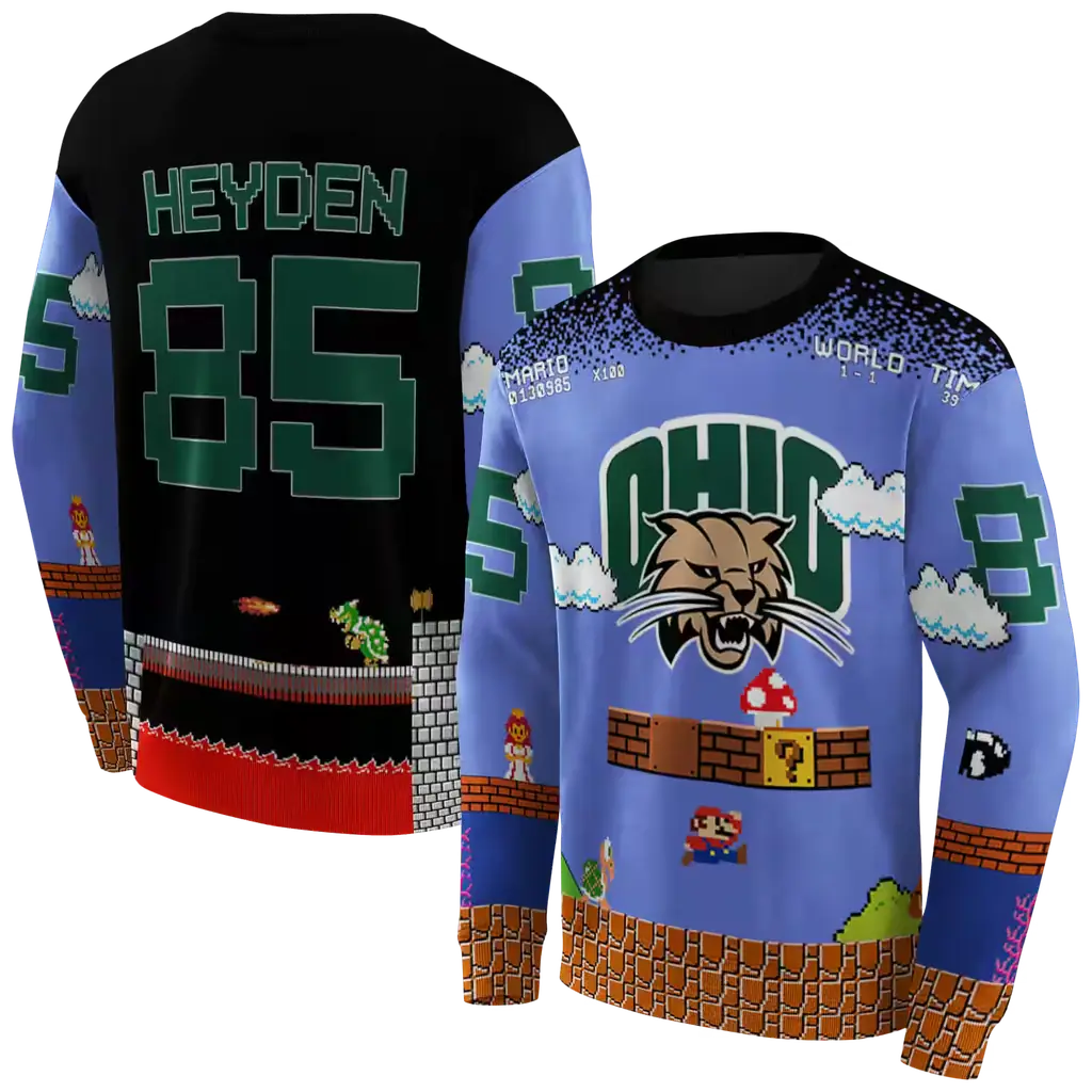 customized ohio bobcats mario blue black hoodie premium grade customized ohio bobcats mario blue black hoodie premium grade