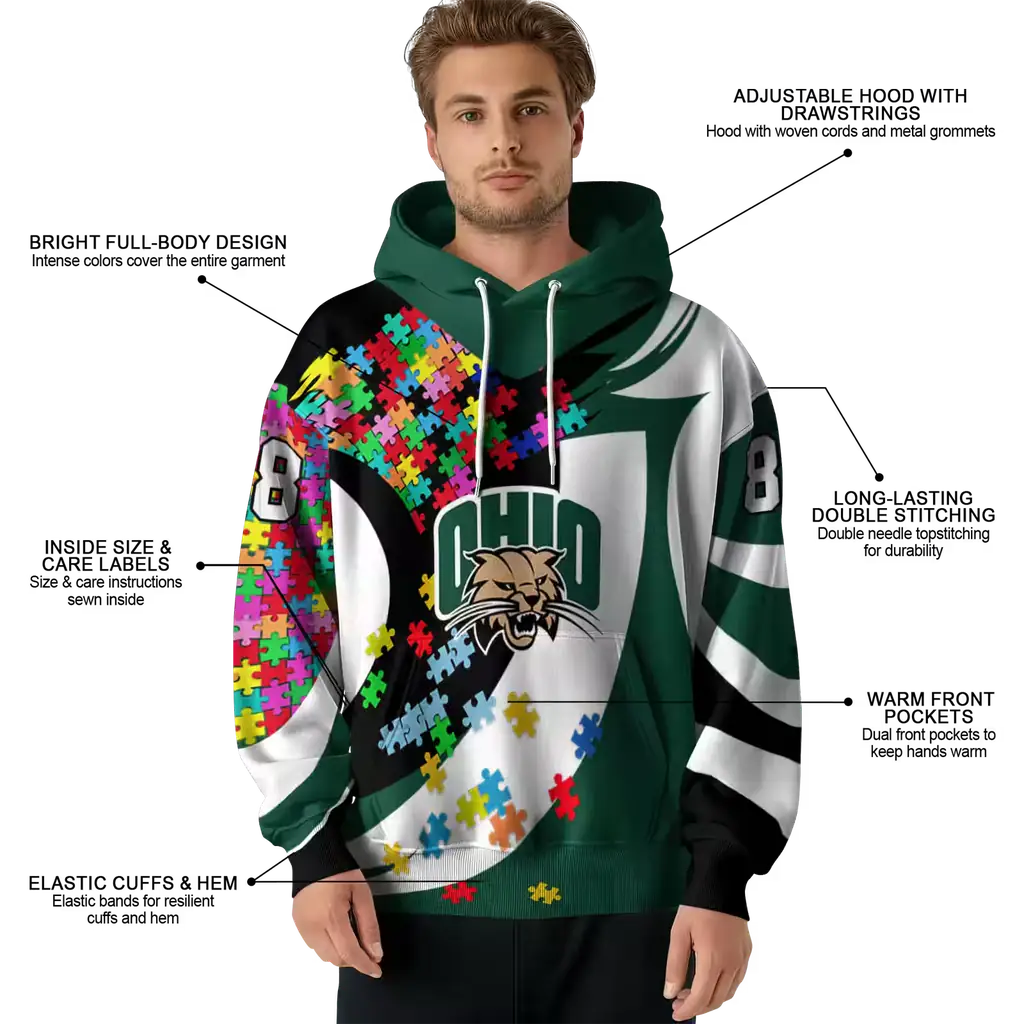 customized ohio bobcats puzzle pieces green hoodie latest model customized ohio bobcats puzzle pieces green hoodie latest model