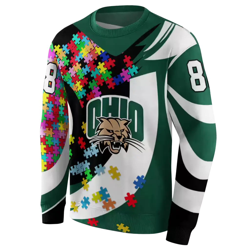 customized ohio bobcats puzzle pieces green hoodie new arrival customized ohio bobcats puzzle pieces green hoodie new arrival