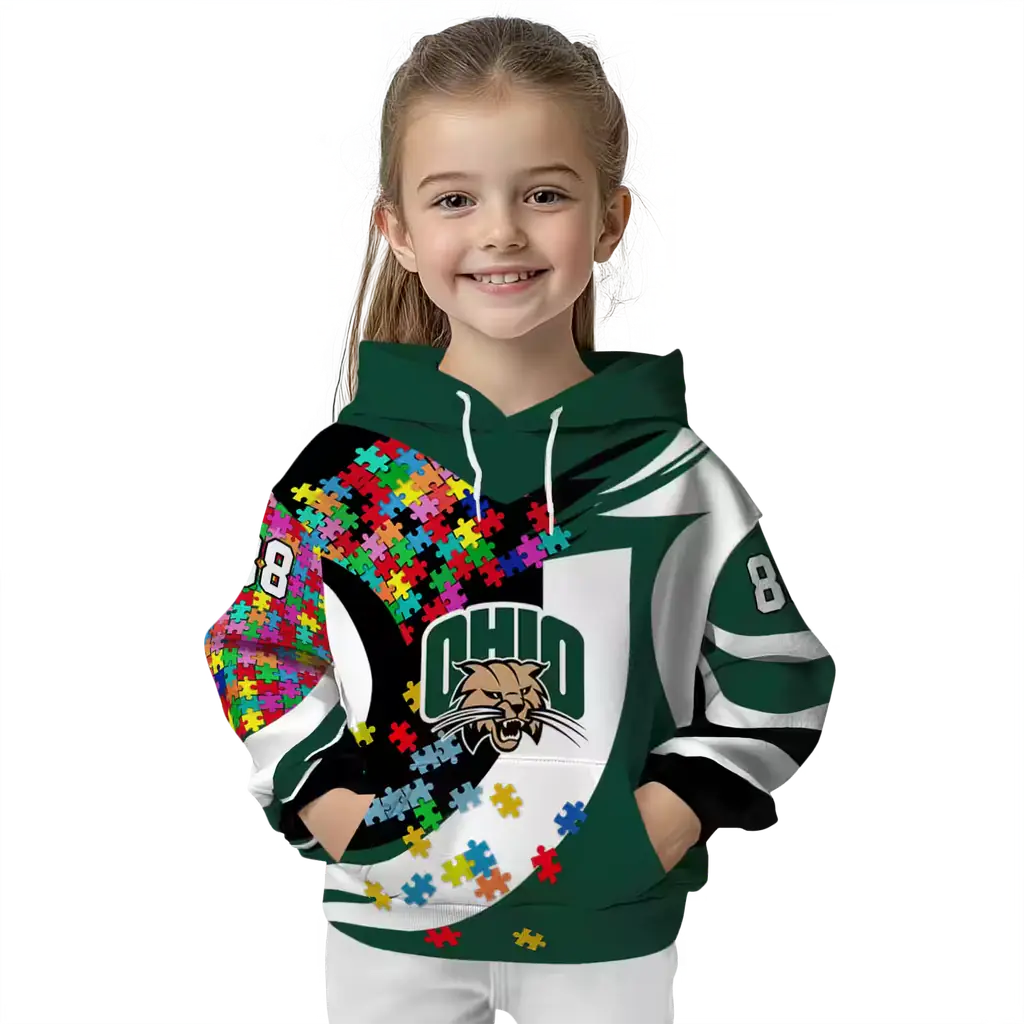 customized ohio bobcats puzzle pieces green hoodie top rated customized ohio bobcats puzzle pieces green hoodie top rated