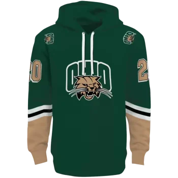 customized ohio bobcats striped sleeves green hoodie best selling