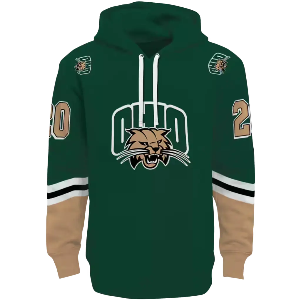 customized ohio bobcats striped sleeves green hoodie best selling customized ohio bobcats striped sleeves green hoodie best selling